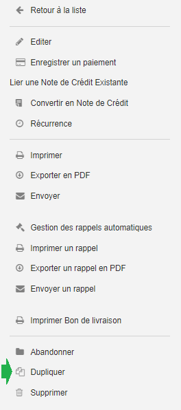 Facture de vente-Duplication