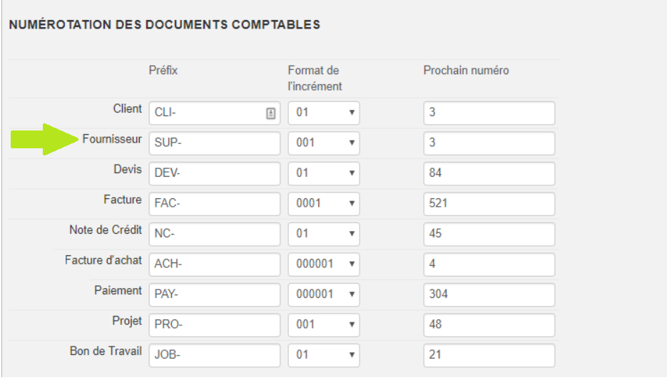 Numérotation documents comptables - fournisseurs - Smoall