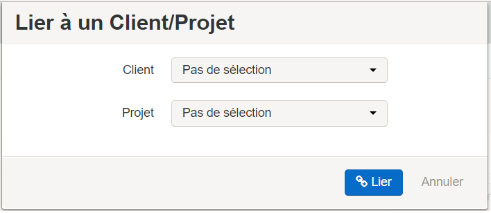 Smoall - bouton de sélection d'un lien client - projet