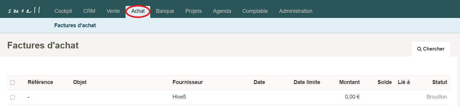 Smoall - Consultation d'une facture d'achat