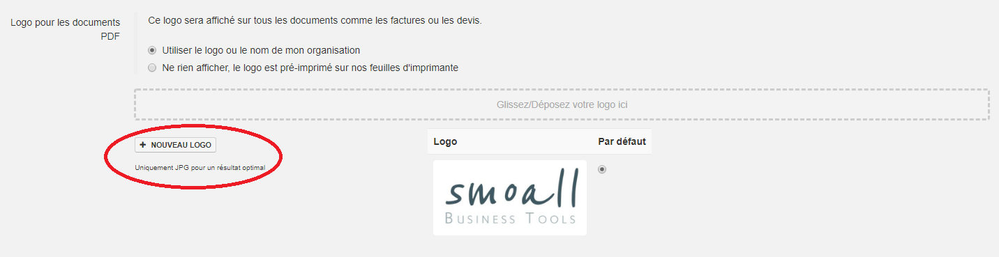 Smoall - importer un logo