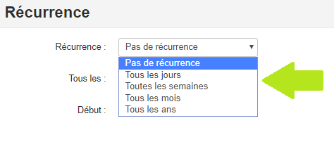 Smoall - Facture de vente - écran récurrence-type de récurrence