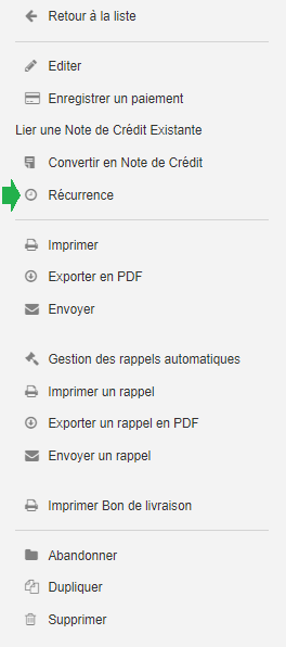 Smoall - Facture de vente - éditer une récurrence