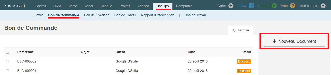 Smoall - 1. DocOps - Création - liste DocOps