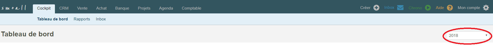 Smoall - Changement année tableau de bord