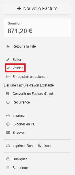 Comment valider une facture de vente?