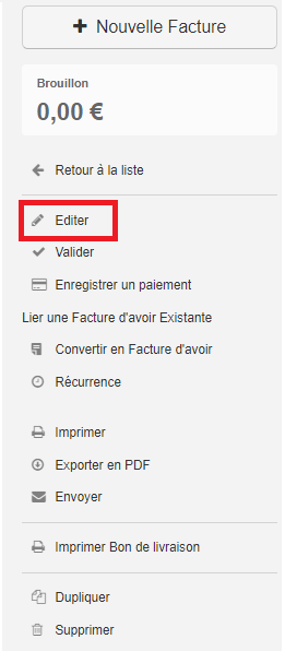 Modifier une facture validée