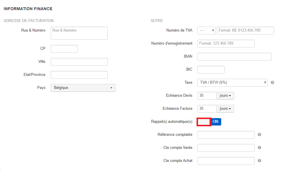 Smoall-Rappel automatique OFF client