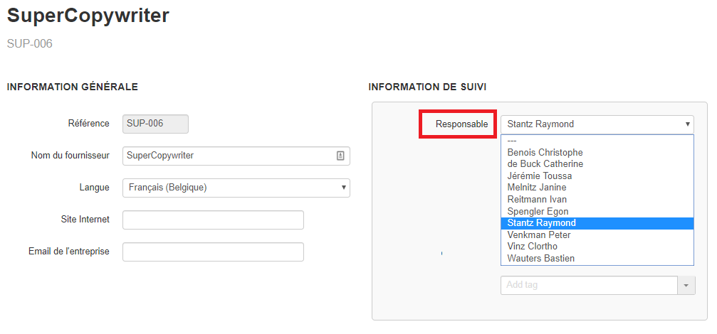 Smoall-Responsable fiche fournisseur