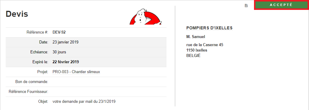 Smoall-devis-statut dans fiche devis