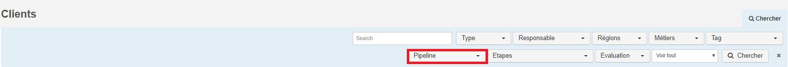 Smoall-Clients-Critères de recherches par pipeline