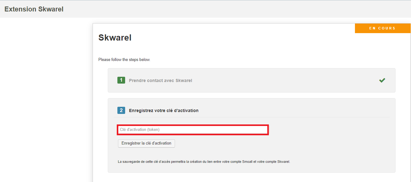 Smoall-Extension Skwarel-Clé activation