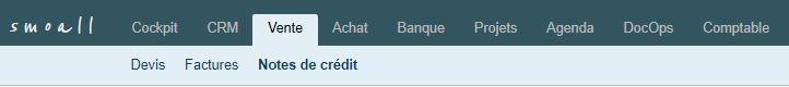 Smoall-menu notes de crédit