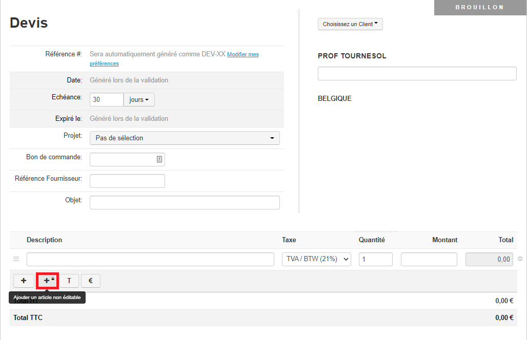 Smoall- Devis-Ajout article non-éditable