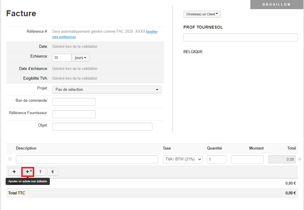 Smoall- Facture-Ajout article non-éditable