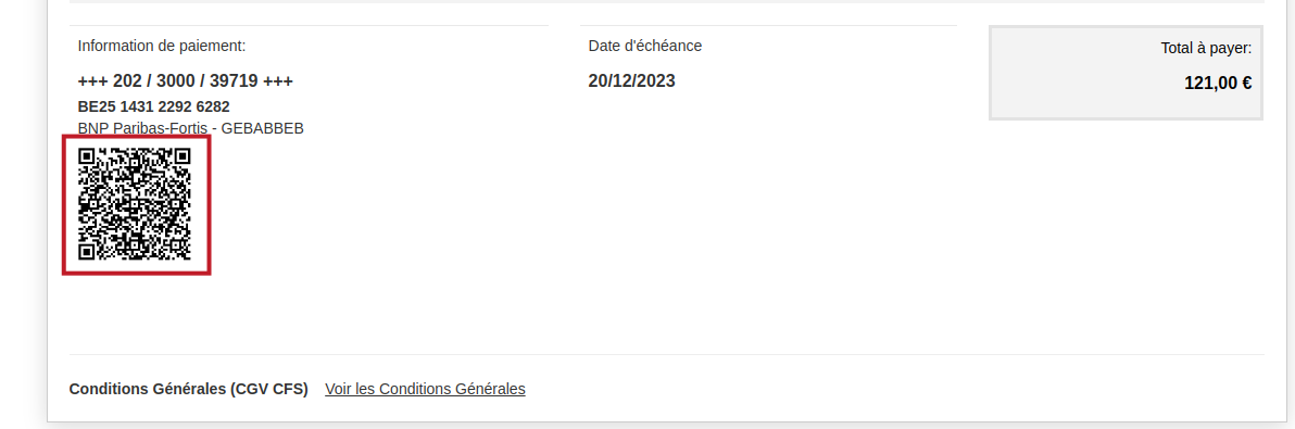 QR de paiement d'une facture de vente Smoall